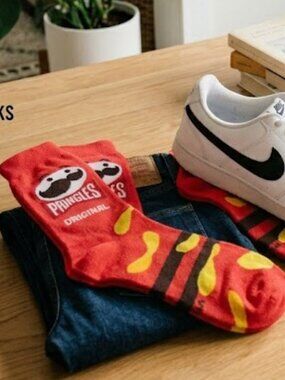 PRINGLES CHIPS SOCKS Novelty Socks Crazy Socks Unisex Mens Shoe Size 6-12 NEW